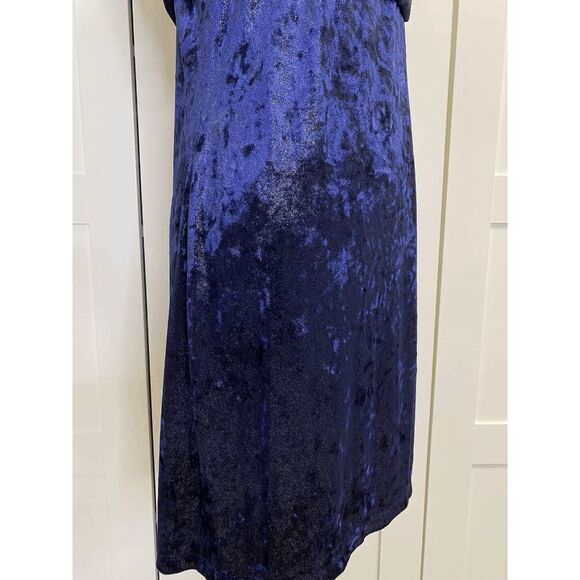 T Tahari Wortha Lace Velvet Dress Size 6 Blue Black Metallic Sparkle Illusion - Picture 4 of 5